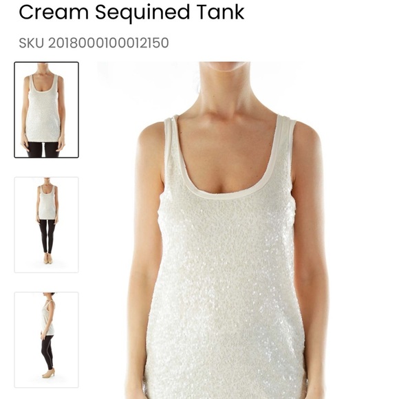 NWOT LOFT Cream Sequined Tank Size S - Picture 2 of 9